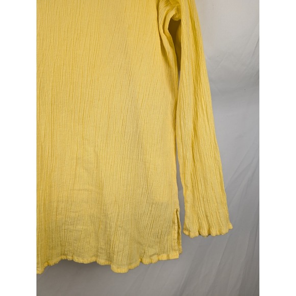 100% Cotton Butter Yellow Gauze Floral Embroidered Long Sleeve XL P Cottagecore - Picture 4 of 10
